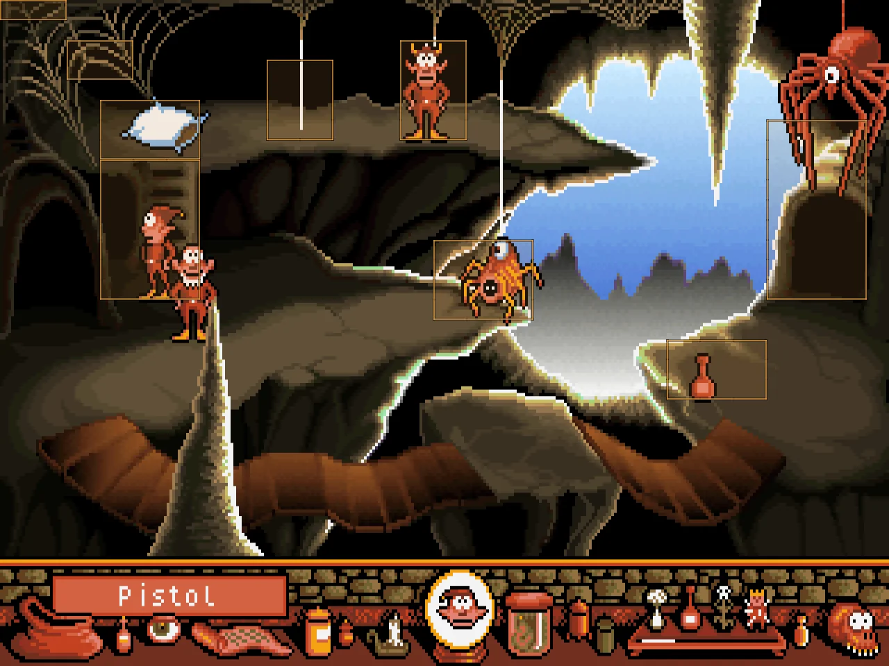 The pillow and the ladder: two clickable areas